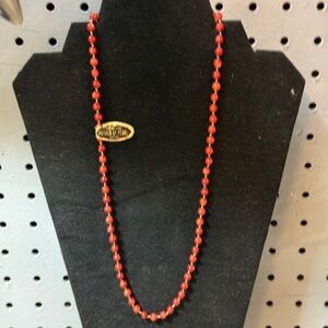 Vintage Red Mother of Pearl Necklace 22”